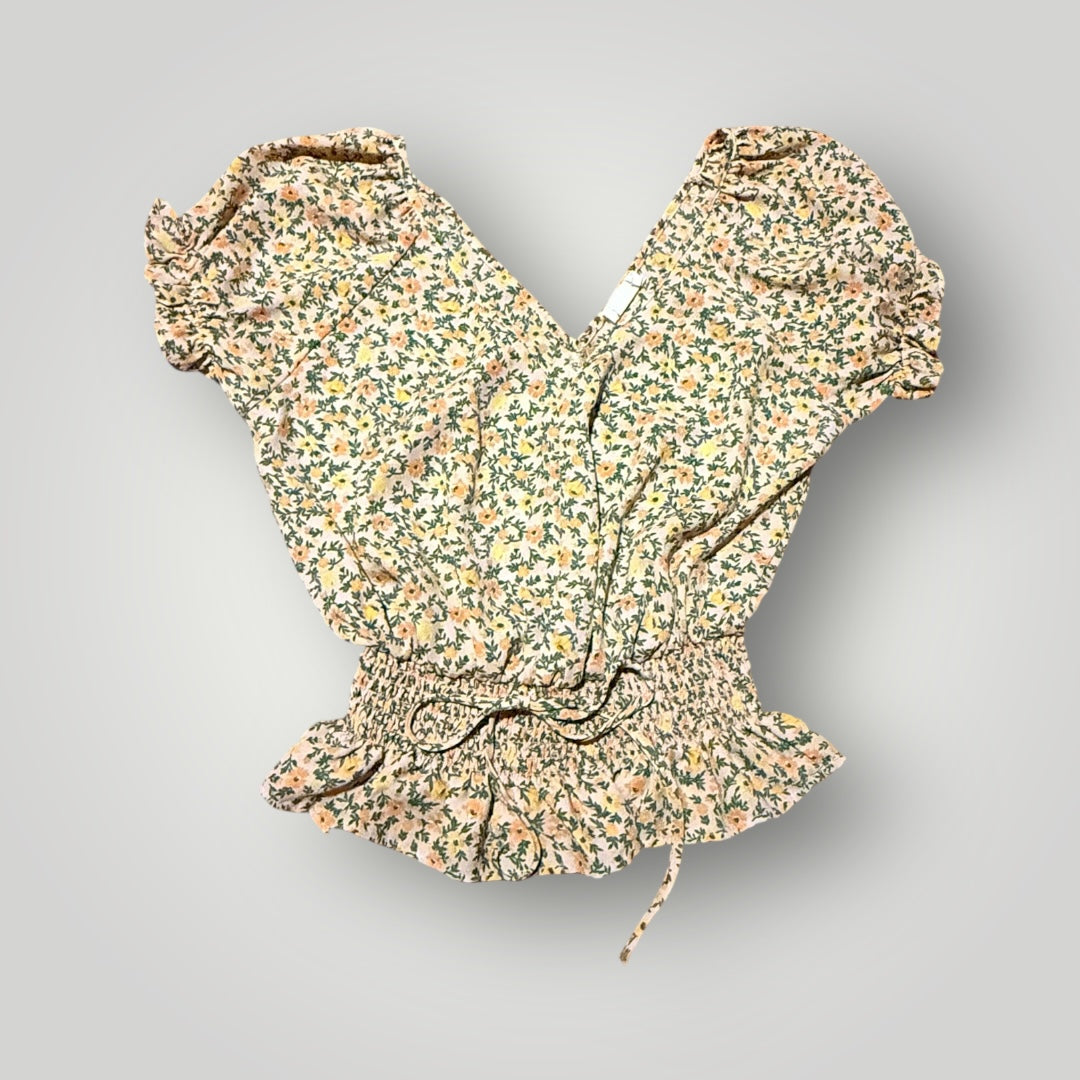 Sienna Sky Floral Smocked Peplum Top Size XS